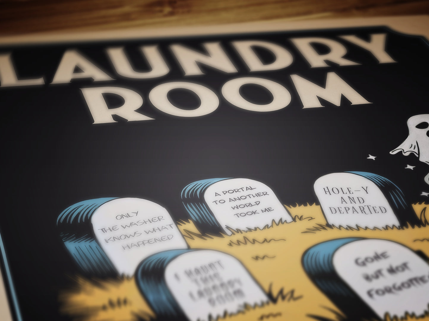 Haunted Laundry Room Poster, Funny Lost Socks Sign, Vintage Style Wall Art, Gothic Laundry Decor, Spooky Laundry Room Print, Quirky Hallowee