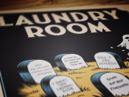Haunted Laundry Room Poster, Funny Lost Socks Sign, Vintage Style Wall Art, Gothic Laundry Decor, Spooky Laundry Room Print, Quirky Hallowee