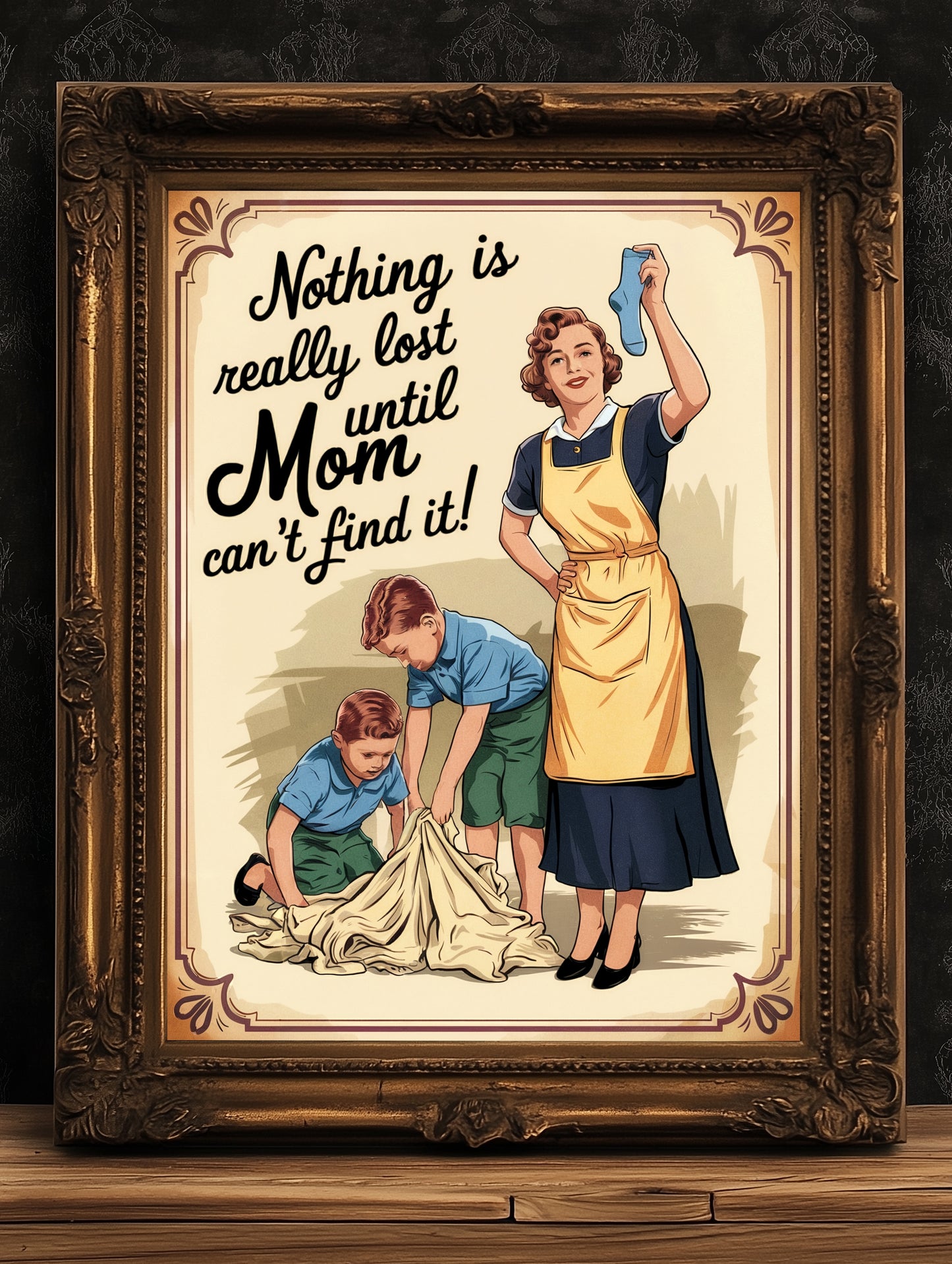 Funny Mom Wall Art, Vintage Housewife Poster, Retro Family Decor, Nostalgic Laundry Room Sign, Quirky Home Print, Witty Mother’s Day Gift