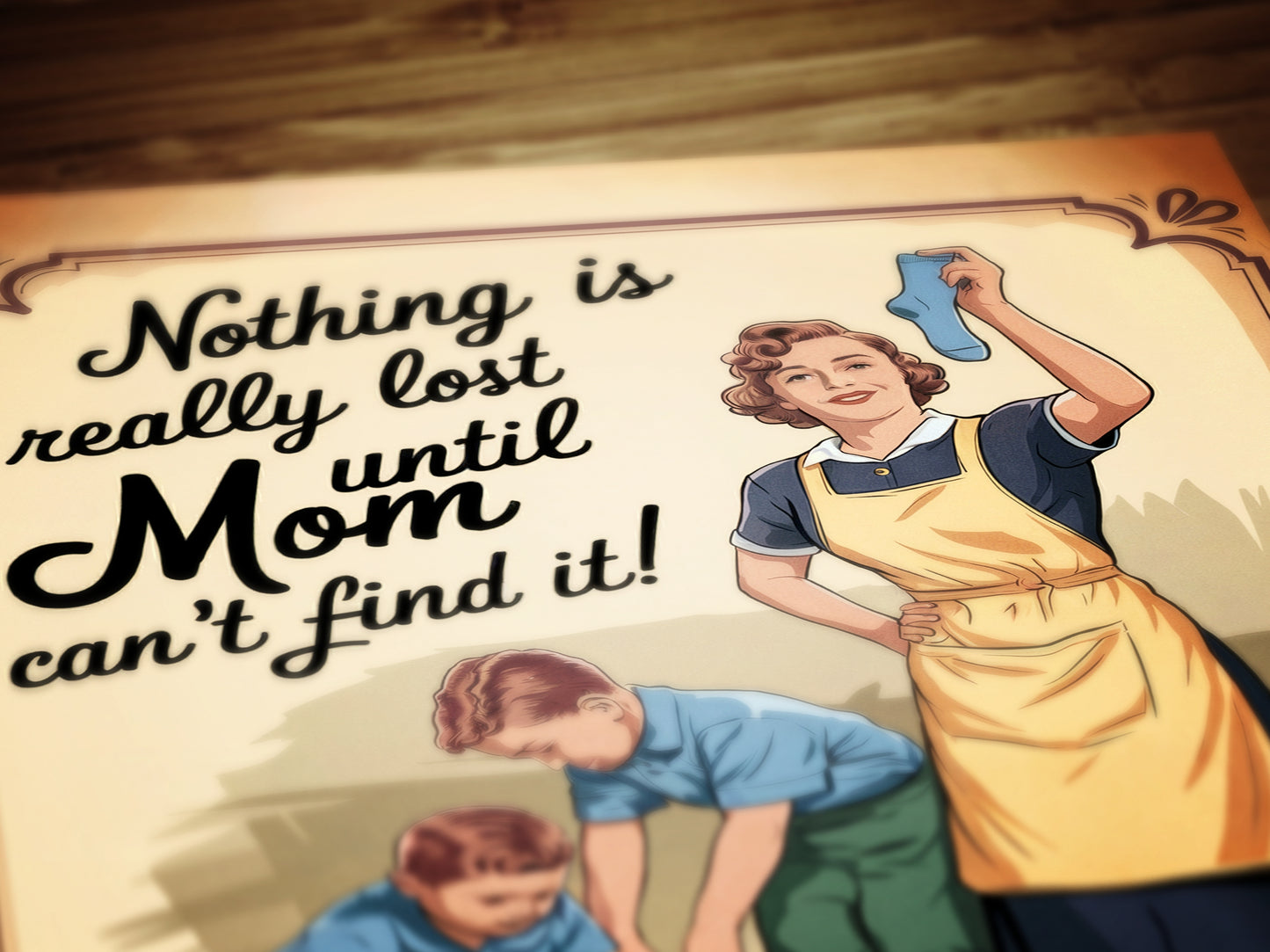 Funny Mom Wall Art, Vintage Housewife Poster, Retro Family Decor, Nostalgic Laundry Room Sign, Quirky Home Print, Witty Mother’s Day Gift