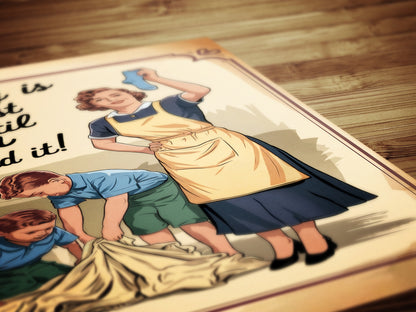 Funny Mom Wall Art, Vintage Housewife Poster, Retro Family Decor, Nostalgic Laundry Room Sign, Quirky Home Print, Witty Mother’s Day Gift