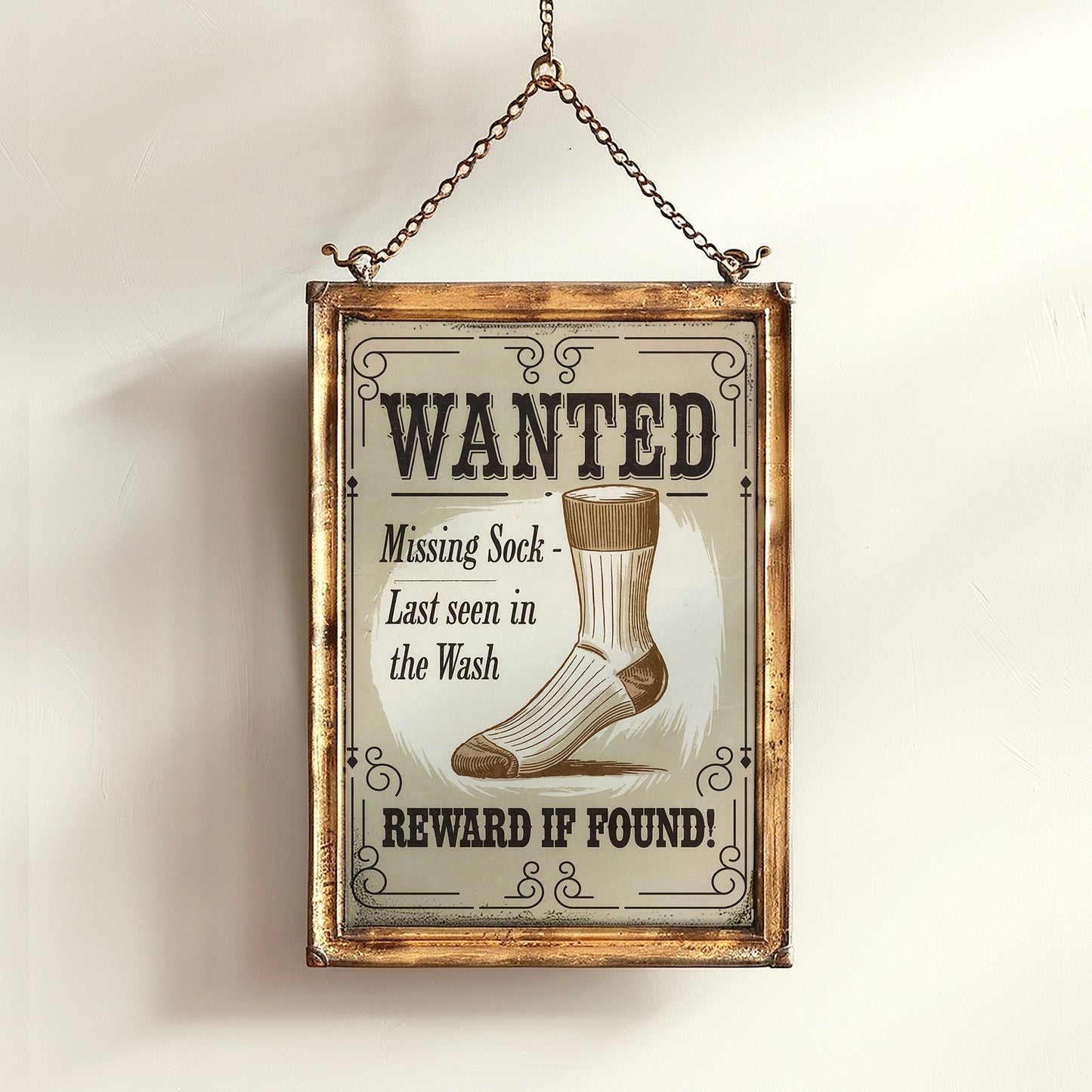 Funny Lost Sock Poster, Vintage Laundry Room Sign, Western Wanted Sign Print, Quirky Laundry Decor, Retro Missing Sock Art, Witty Home Art