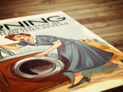 Funny Laundry Room Poster, Vintage Dryer Warning Sign, Retro Housewife Wall Art, Quirky Humorous Wall Art Print, Witty Home Signs