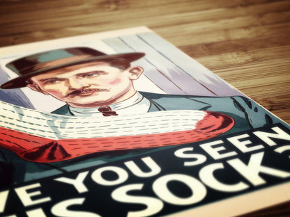 Funny Lost Sock Poster, Vintage Laundry Room Sign, Retro Missing Sock Wall Art, Quirky Laundry Decor, Humorous Home Print, Witty Laundry Gif