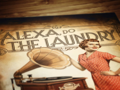 Funny Alexa Laundry Poster, Vintage Retro Wall Art, Quirky Laundry Room Decor, Mid-Century Housewife Print, Humorous Home Sign, Witty Wall A