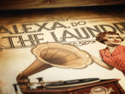 Funny Alexa Laundry Poster, Vintage Retro Wall Art, Quirky Laundry Room Decor, Mid-Century Housewife Print, Humorous Home Sign, Witty Wall A