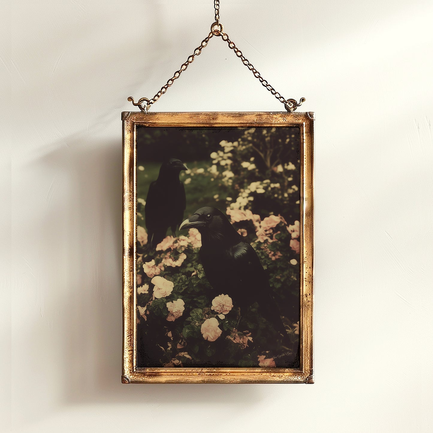 Gothic Raven Couple Wall Art, Dark Academia Crow Print, Vintage Nature Decor, Witchy Cottagecore Poster, Whimsigoth Aesthetic Artwork