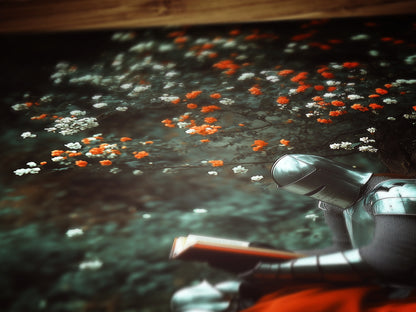 Medieval Knight Reading Book Art Print, Floral Dark Castle Core Aesthetic Poster, Whimsigoth Decor Fantasy Wall Art, DND Bookish Knight Gift