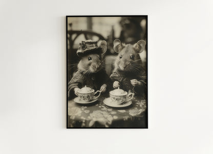 Victorian Rats Tea Party, Vintage Whimsigoth Decor Poster, Cute Gothic Relationship, Dark Academia Decor, Rat Lover Gift