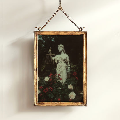 Themis, Lady Justice Gothic Art, Dark Academia Statue Print, Moody Classical Decor, Whimsigoth Aesthetic Wall Art, Vintage Justice Sculpture