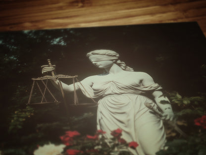 Themis, Lady Justice Gothic Art, Dark Academia Statue Print, Moody Classical Decor, Whimsigoth Aesthetic Wall Art, Vintage Justice Sculpture