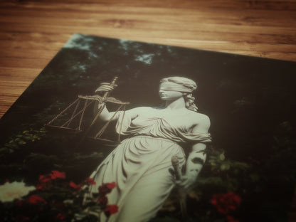 Themis, Lady Justice Gothic Art, Dark Academia Statue Print, Moody Classical Decor, Whimsigoth Aesthetic Wall Art, Vintage Justice Sculpture