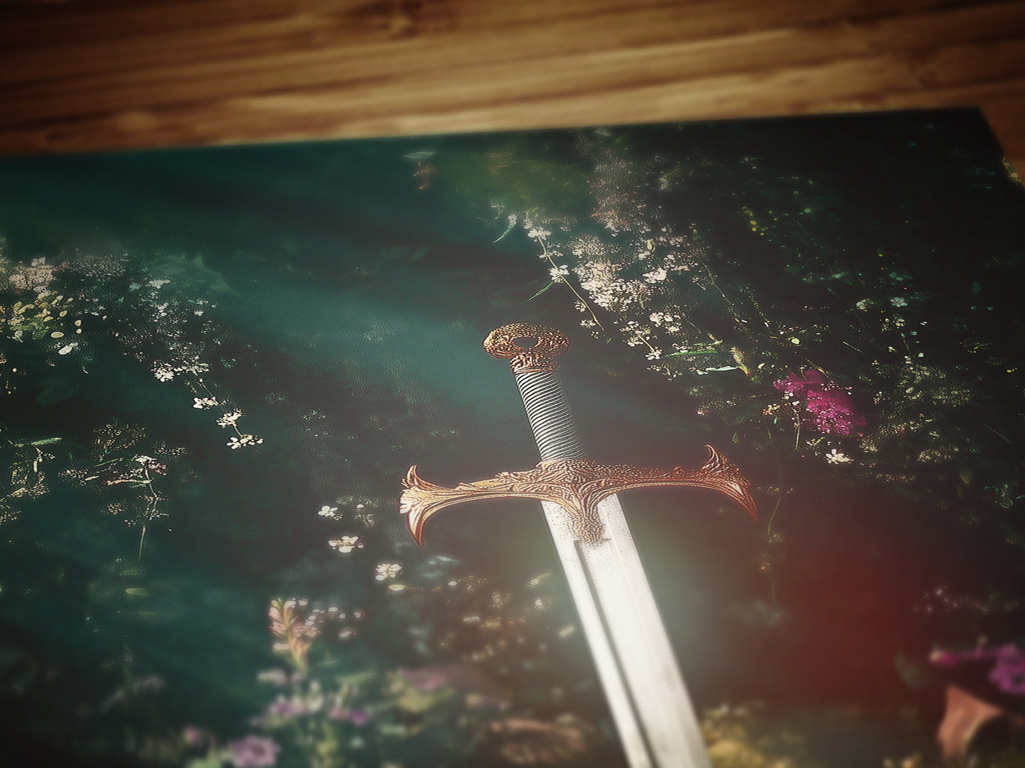 Enchanted Excalibur in the Forest, Claymore Weapon Fantasy Decor, Castle Core Medieval Knight Adventure, Whimisigoth Decor Poster Print