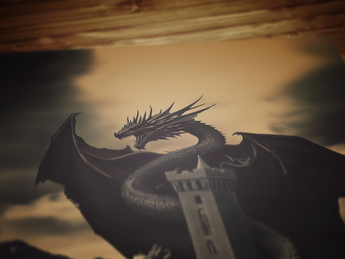 Dark Fantasy Dragon Wall Art, Gothic Castle Print, Medieval Mythology Artwork, Whimsigoth Fantasy Decor Dark Surreal Art, Castlecore Poster