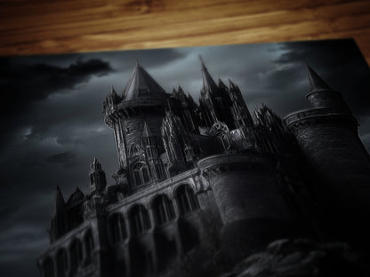 Dark Gothic Castle Wall Art, Medieval Fantasy Print, Haunted Castle Artwork, Whimsigoth Decor, Dark Academia Aesthetic, Castlecore Print