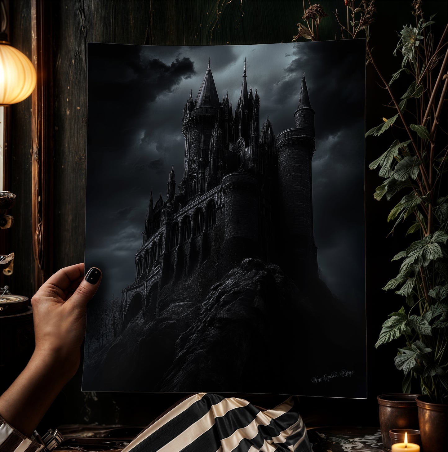 Dark Gothic Castle Wall Art, Medieval Fantasy Print, Haunted Castle Artwork, Whimsigoth Decor, Dark Academia Aesthetic, Castlecore Print