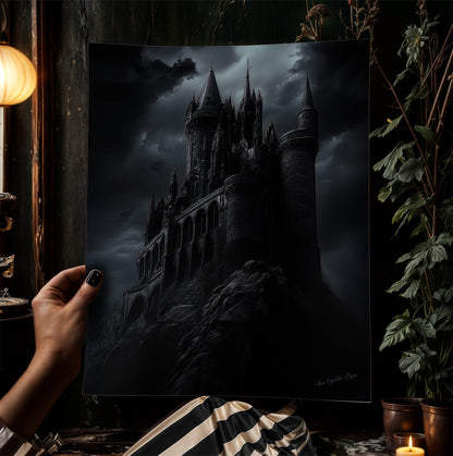 Dark Gothic Castle Wall Art, Medieval Fantasy Print, Haunted Castle Artwork, Whimsigoth Decor, Dark Academia Aesthetic, Castlecore Print