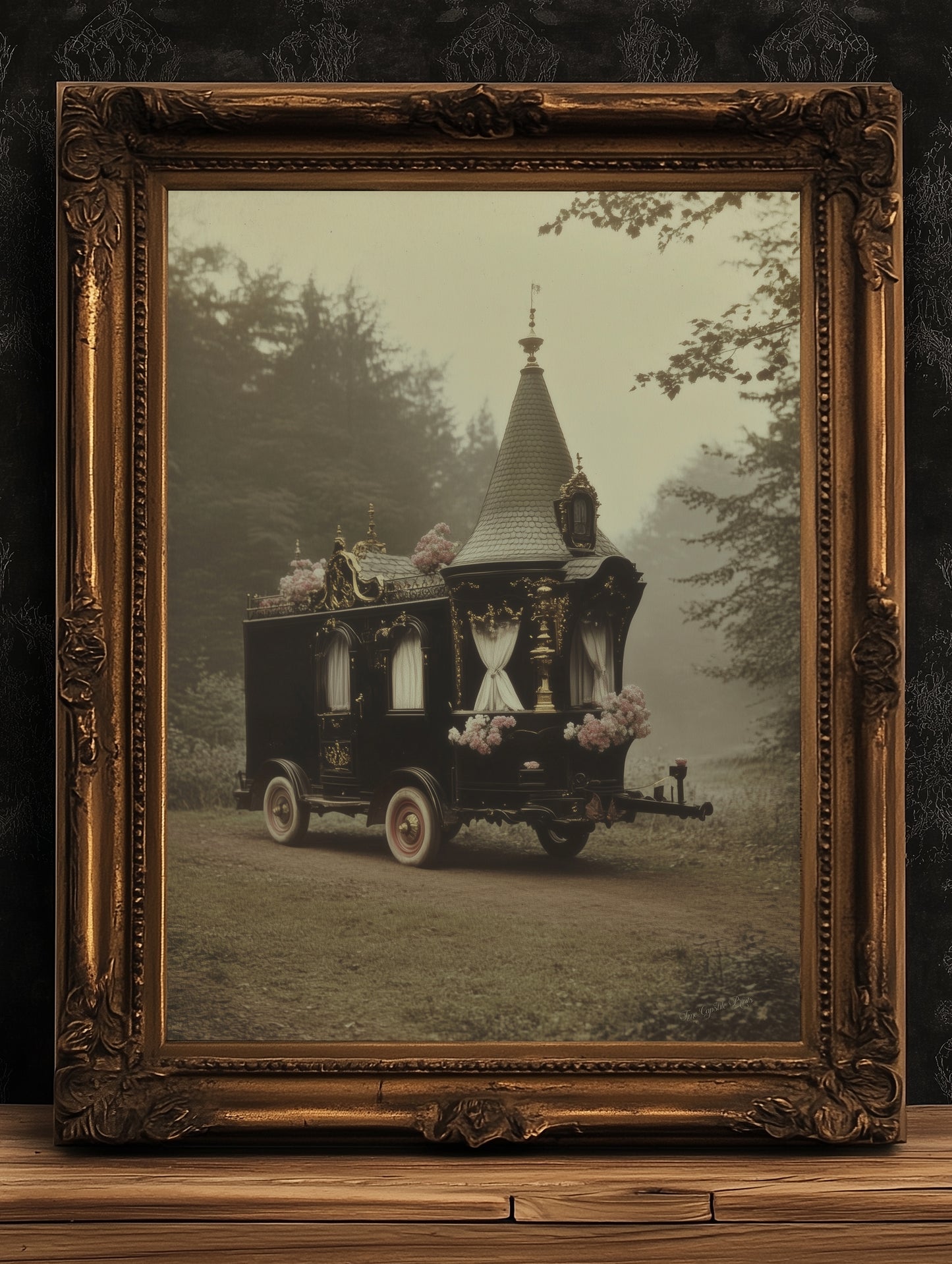 Victorian Gypsy Caravan Art, Vintage Witchy Vanlifers Decor, Whimsigoth Decor Print, Dark Academia Decor, Gothic Fairytale Poster