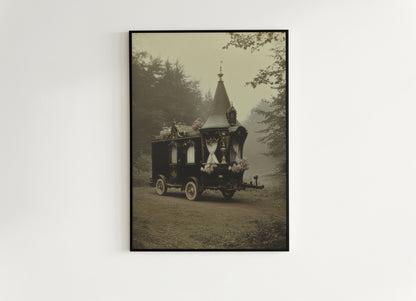 Victorian Gypsy Caravan Art, Vintage Witchy Vanlifers Decor, Whimsigoth Decor Print, Dark Academia Decor, Gothic Fairytale Poster