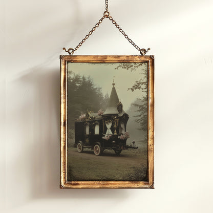 Victorian Gypsy Caravan Art, Vintage Witchy Vanlifers Decor, Whimsigoth Decor Print, Dark Academia Decor, Gothic Fairytale Poster