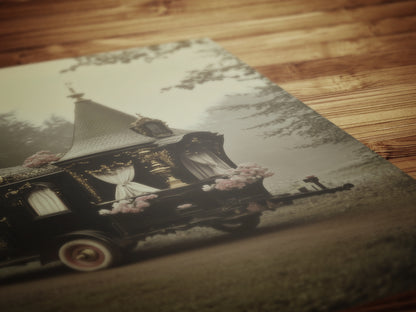 Victorian Gypsy Caravan Art, Vintage Witchy Vanlifers Decor, Whimsigoth Decor Print, Dark Academia Decor, Gothic Fairytale Poster