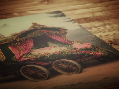 Victorian Pink Gypsy Caravan Art, Vintage Witchy Vanlifers Decor, Whimsigoth Decor Print, Dark Academia Decor, Gothic Fairytale Poster