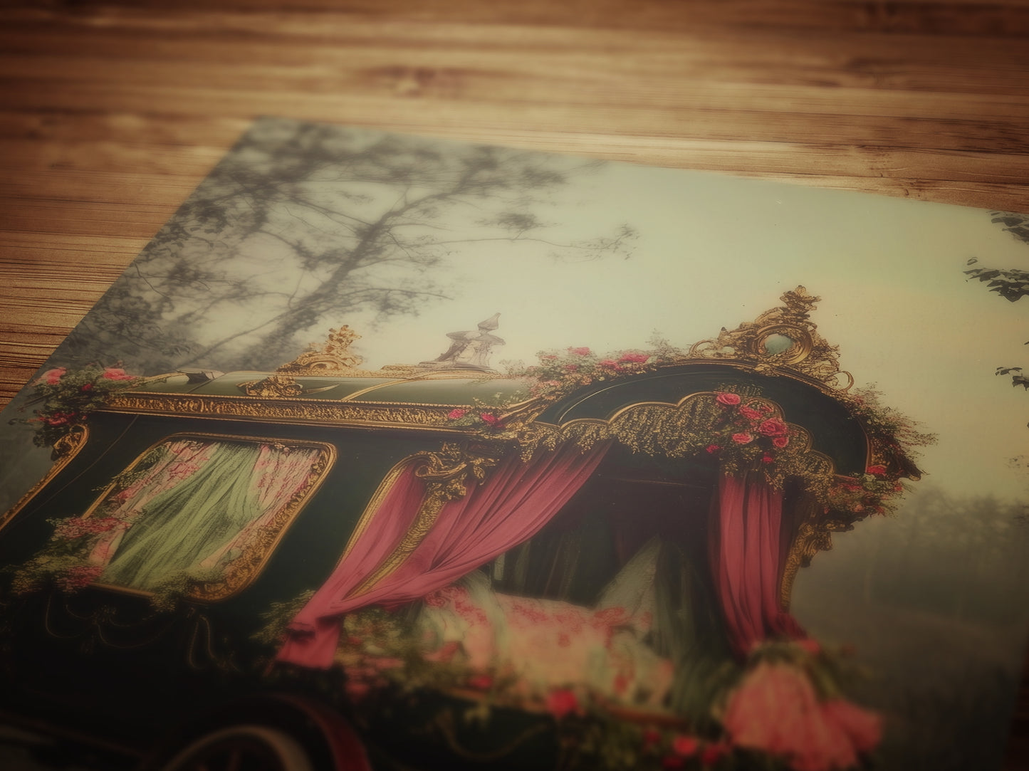 Victorian Pink Gypsy Caravan Art, Vintage Witchy Vanlifers Decor, Whimsigoth Decor Print, Dark Academia Decor, Gothic Fairytale Poster