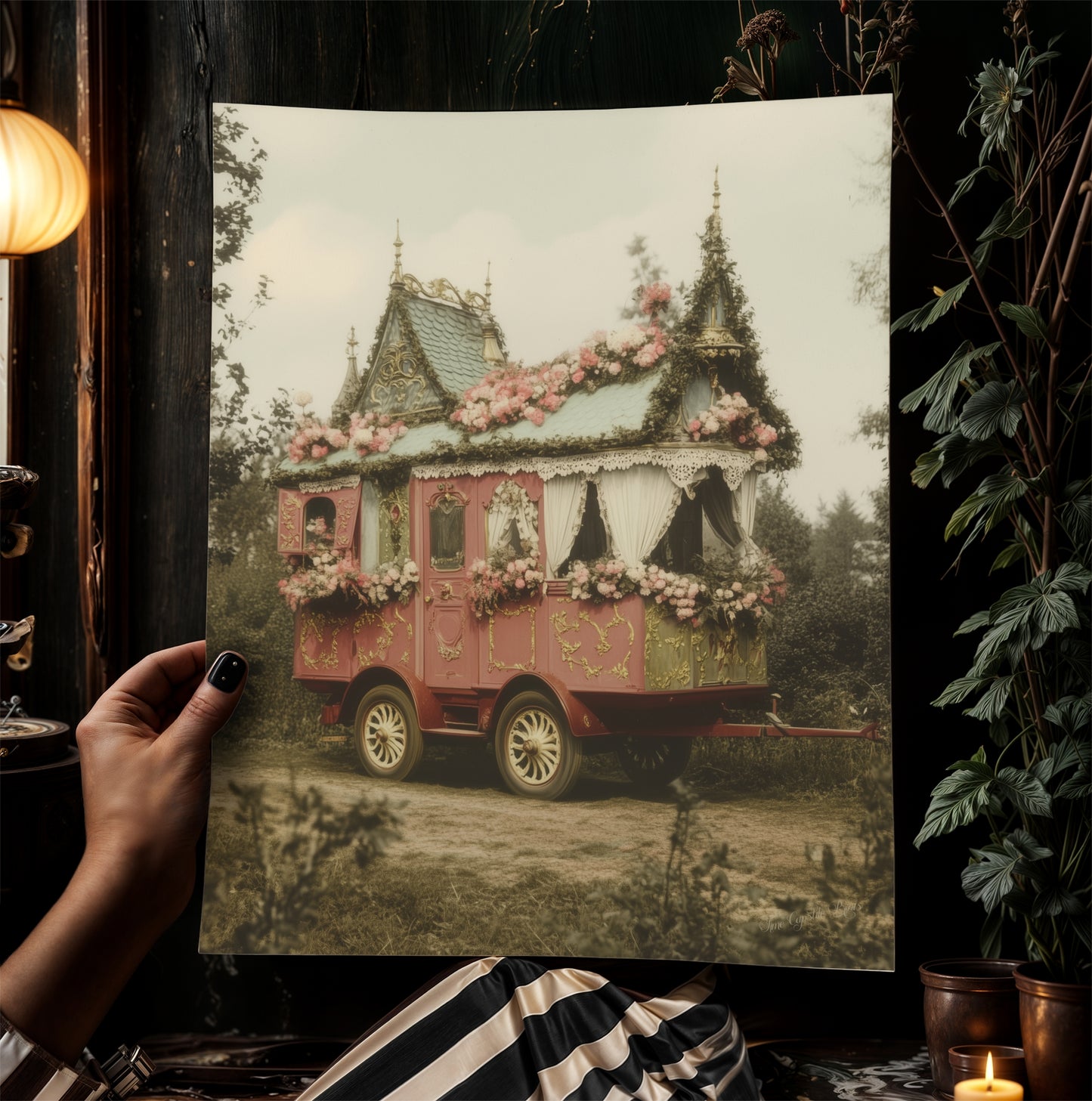 Victorian Gypsy Caravan Art, Vintage Witchy Boho Vanlifers Decor, Whimsigoth Decor Print, Dark Academia Decor, Gothic Fairytale Poster