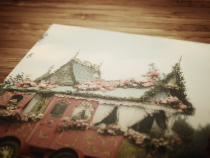 Victorian Gypsy Caravan Art, Vintage Witchy Boho Vanlifers Decor, Whimsigoth Decor Print, Dark Academia Decor, Gothic Fairytale Poster