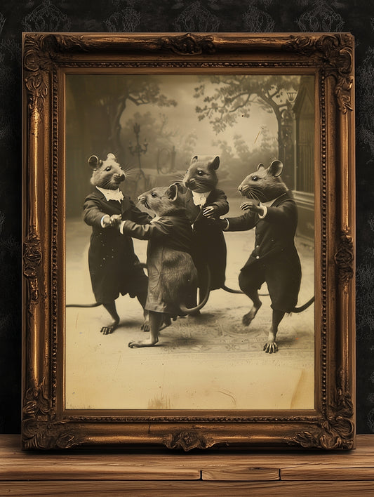 The Dance of Rats, Vintage Victorian Photograph, Wall Decor Art Print for Rat Lovers, Art Printable, Retro Weird Stuff Art Gift