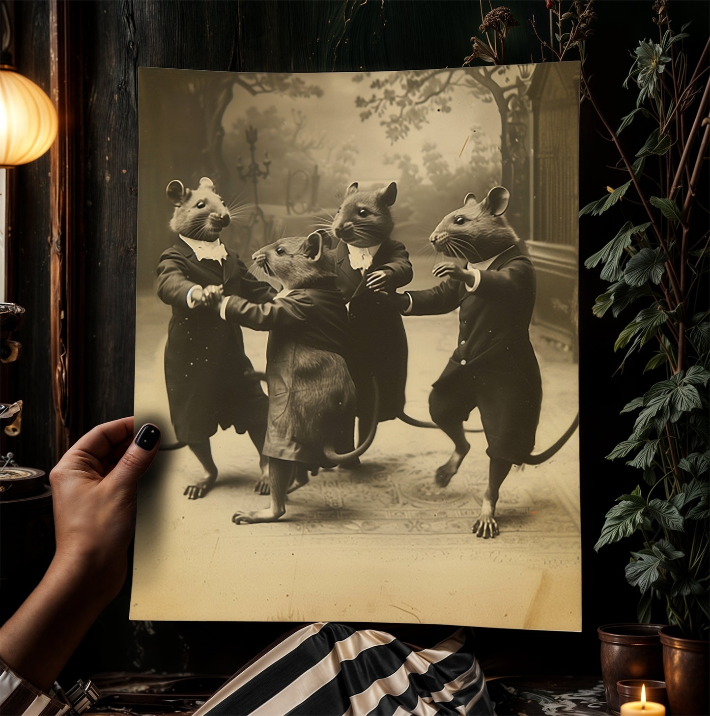 The Dance of Rats, Vintage Victorian Photograph, Wall Decor Art Print for Rat Lovers, Art Printable, Retro Weird Stuff Art Gift