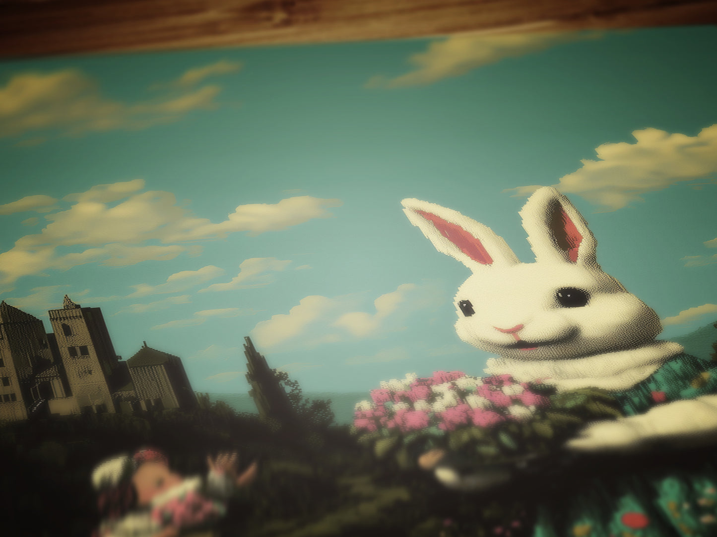 Vintage Bunny Rabbit Art Print, Surreal Easter Decor, Whimsical Castlecore Wall Art, Anthropomorphic Rabbit Poster, Fairytale Aesthetic