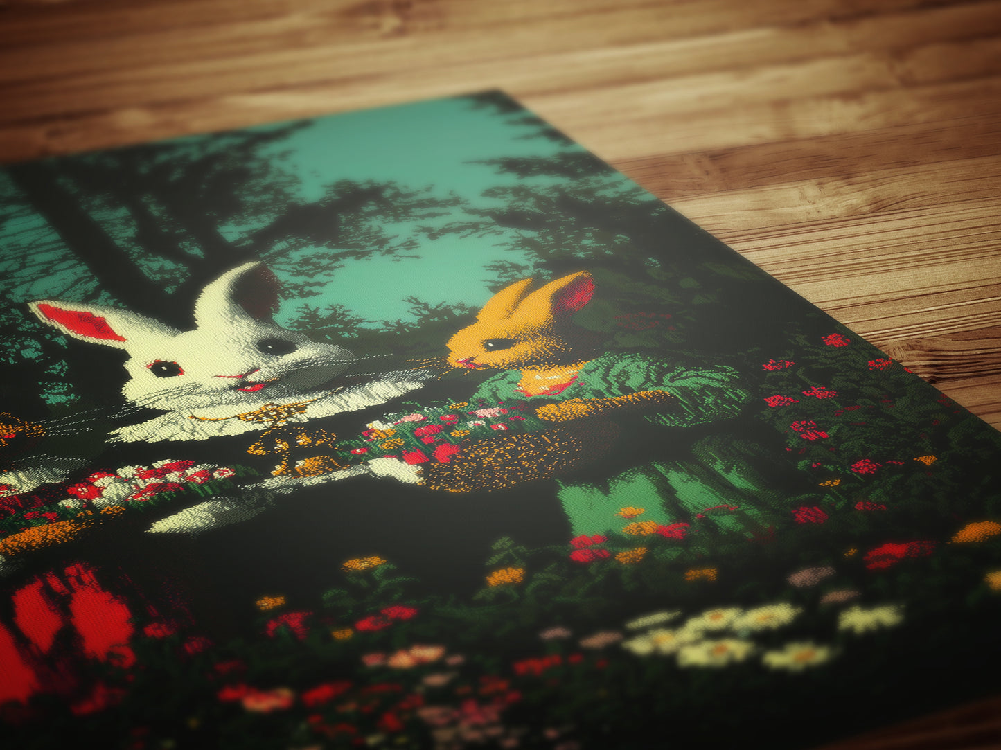 Whimsical Rabbit Wall Art, Surreal Animal Rustic Easter Print, Vintage Bunny Poster, Fairytale Woodland Decor, Anthropomorphic Illustration