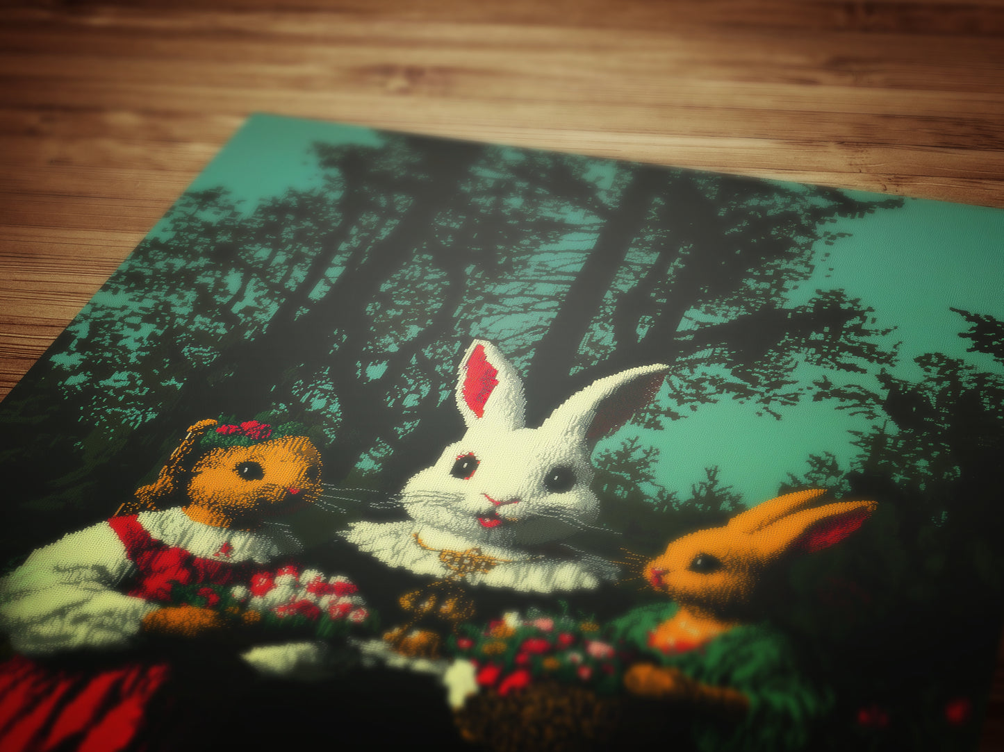 Whimsical Rabbit Wall Art, Surreal Animal Rustic Easter Print, Vintage Bunny Poster, Fairytale Woodland Decor, Anthropomorphic Illustration