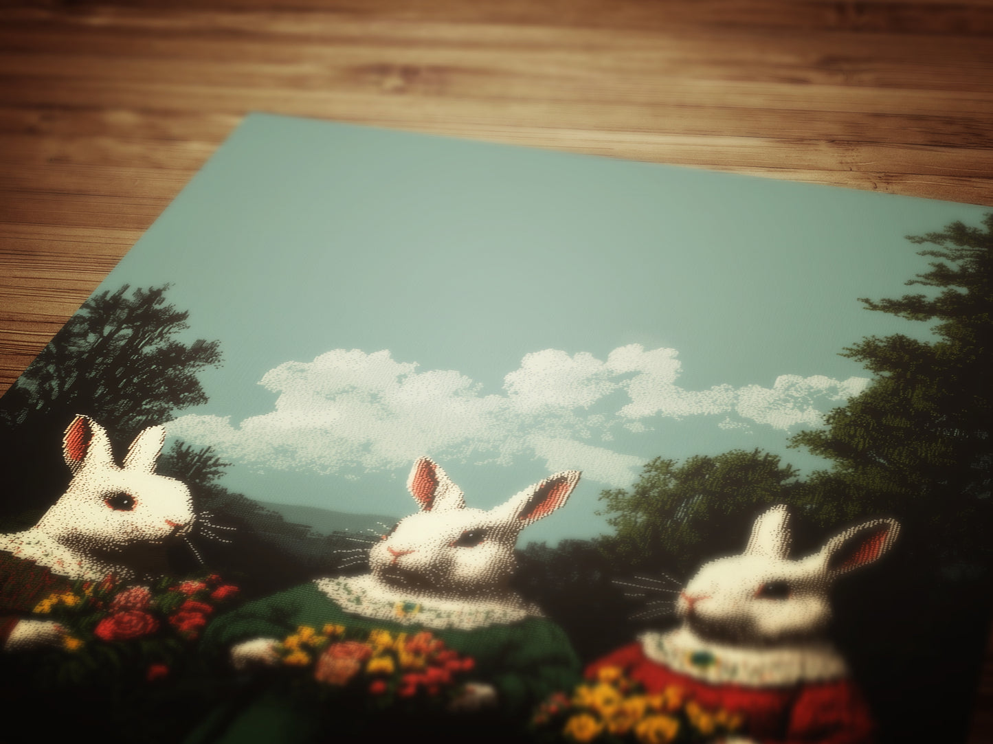 Anthropomorphic Bunny Art Print, Whimsical Rabbit Poster, Fairytale Animal Decor, Cottagecore Wall Art, Vintage Easter Decor Illustration