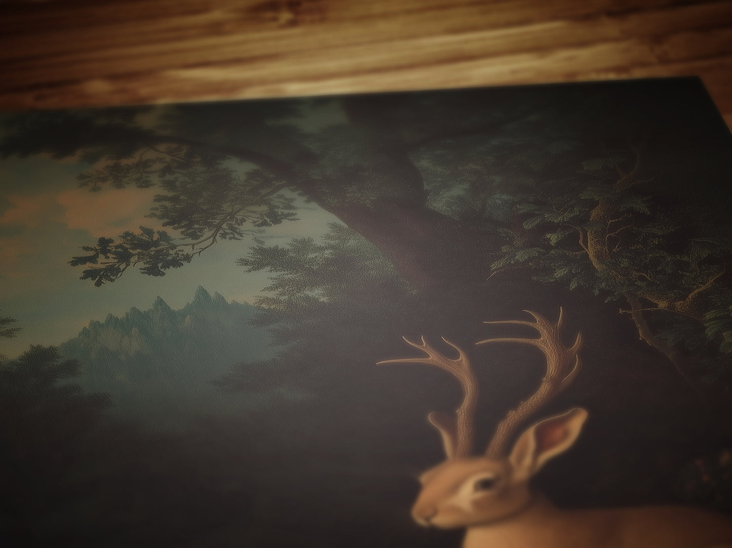 Floral Moody Jackalope Art Print, Surreal Hare Hybrid Wall Decor, Mystical Forest Animal Portrait, Folklore Cryptid Fairycore Wall Art