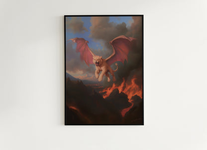Manticore Fantasy Art Poster, Mythical Creature Wall Decor, Whimsigoth Dark Surreal Illustration Print, Gothic Aesthetic Gift For Him Or Her