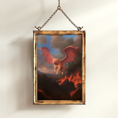 Manticore Fantasy Art Poster, Mythical Creature Wall Decor, Whimsigoth Dark Surreal Illustration Print, Gothic Aesthetic Gift For Him Or Her