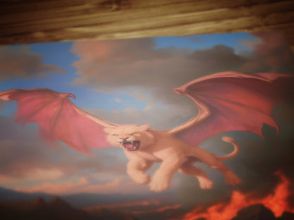 Manticore Fantasy Art Poster, Mythical Creature Wall Decor, Whimsigoth Dark Surreal Illustration Print, Gothic Aesthetic Gift For Him Or Her