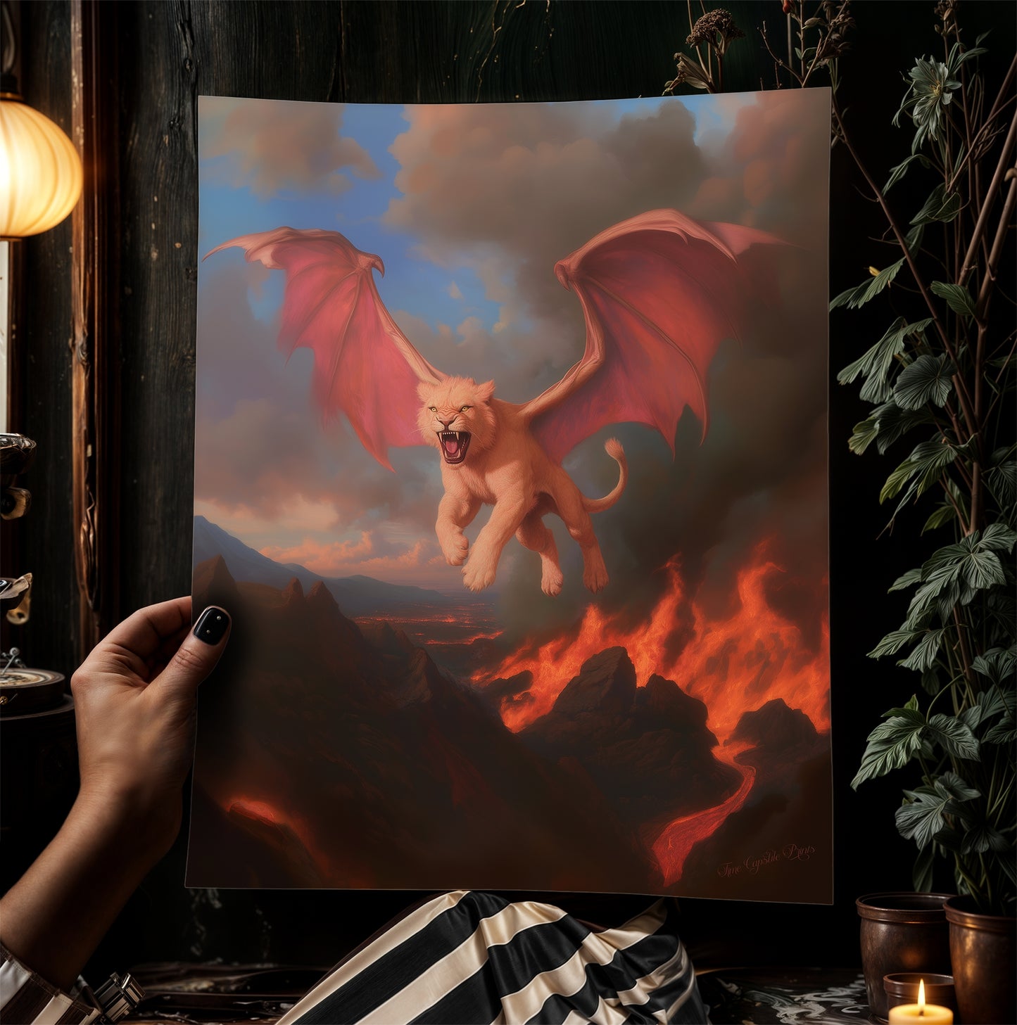 Manticore Fantasy Art Poster, Mythical Creature Wall Decor, Whimsigoth Dark Surreal Illustration Print, Gothic Aesthetic Gift For Him Or Her