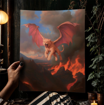 Manticore Fantasy Art Poster, Mythical Creature Wall Decor, Whimsigoth Dark Surreal Illustration Print, Gothic Aesthetic Gift For Him Or Her