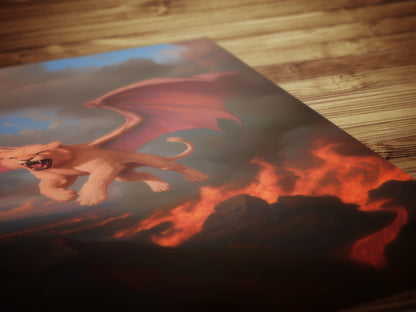 Manticore Fantasy Art Poster, Mythical Creature Wall Decor, Whimsigoth Dark Surreal Illustration Print, Gothic Aesthetic Gift For Him Or Her