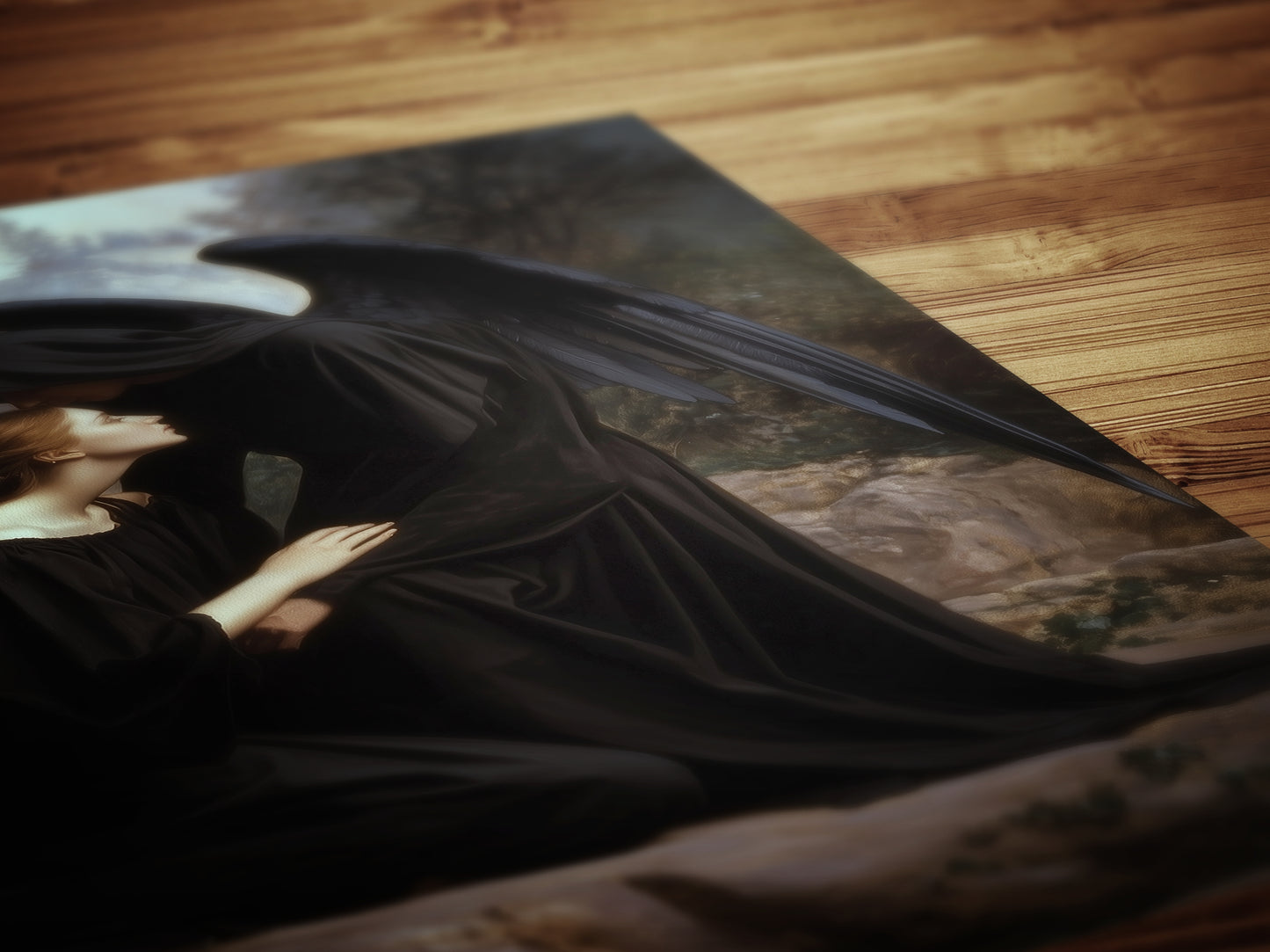 Angel Of Death And Woman, Gothic Art Print, Dark Romantic Wall Decor Poster, Fantasy Grief Painting, Mysterious Witchy Gift For Her