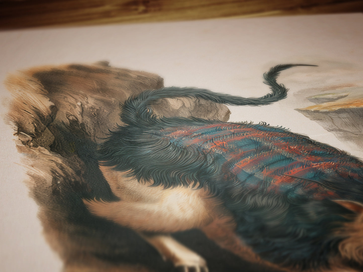 Scottish Wild Haggis Vintage Style Digital Art Print with Tartan Fur for Funny Cryptid Wall Decor and Cottagecore Folklore Poster