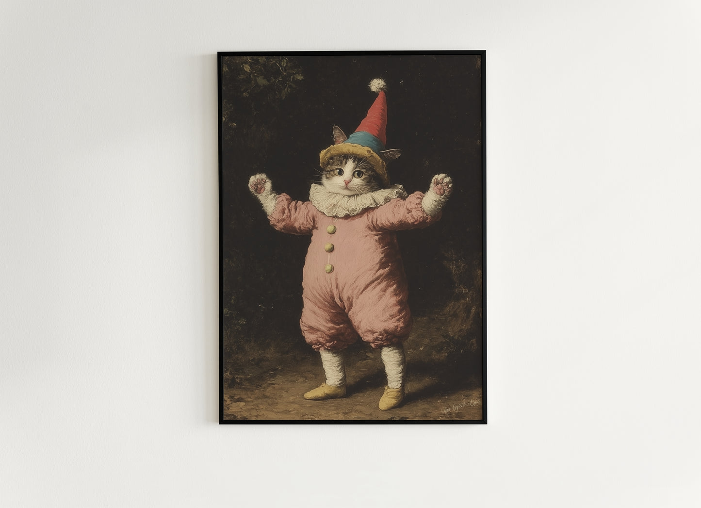 Funny Cat Clown Kitty In Jester Costume Art Poster