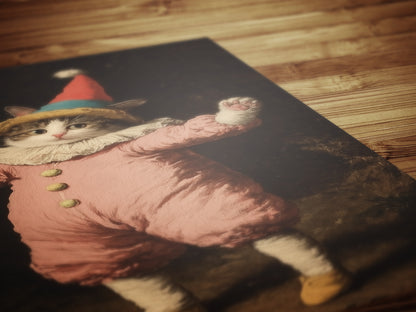 Funny Cat Clown Kitty In Jester Costume Art Poster