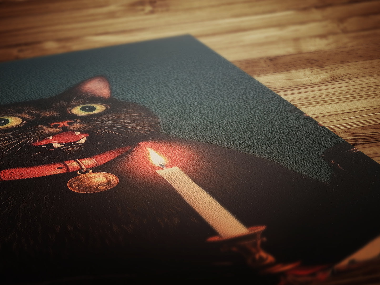 Whimsical Black Cat In Candlelight Art Print Poster, Vintage Humor Altered Painting, Funny Bathroom Toilet Decor, Weird Classic Art Gift