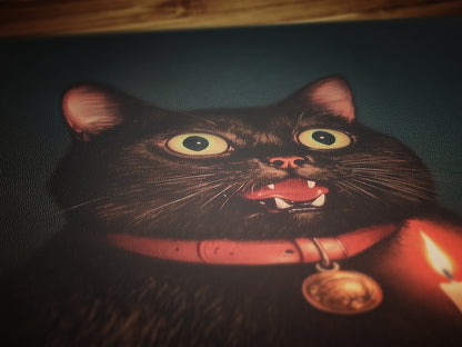 Whimsical Black Cat In Candlelight Art Print Poster, Vintage Humor Altered Painting, Funny Bathroom Toilet Decor, Weird Classic Art Gift