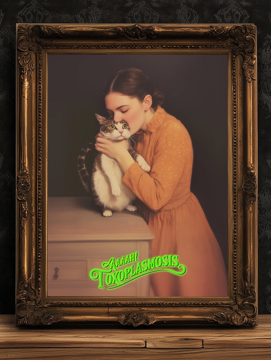 Funny Toxoplasmosis Fix, Cat Lover Art Print, Meme Fans, Whimsical Wall Decor, Humorous Weird items, Quirky Wall Decor