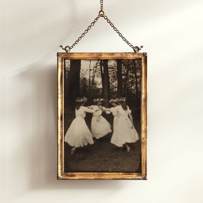 Circle of Dancing Witches Art Print, Spring Celebration Poster, Beltane Ritual, Whimsigoth Cottagecore Wall Art,, Gothic Witchy Home Decor